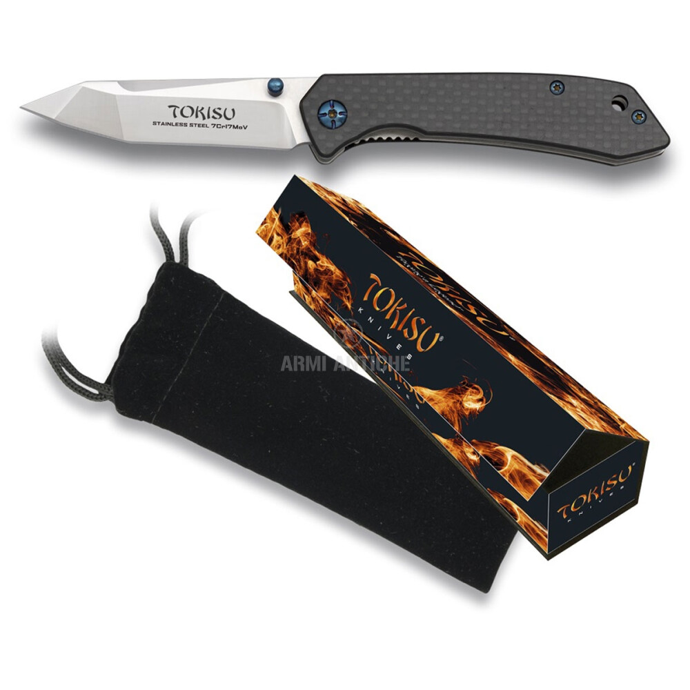Coltellino  TOKISU  carbon fiber  lama  in acciaio 7Cr17Mov 18451