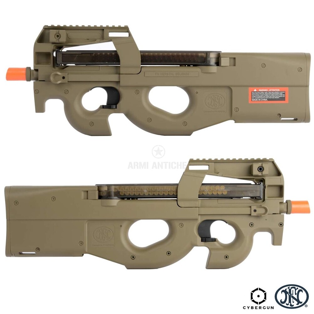 Fucile elettrico softair FN P90 con loghi originali, colore tan - FN Herstal by CyberGun (200956) 