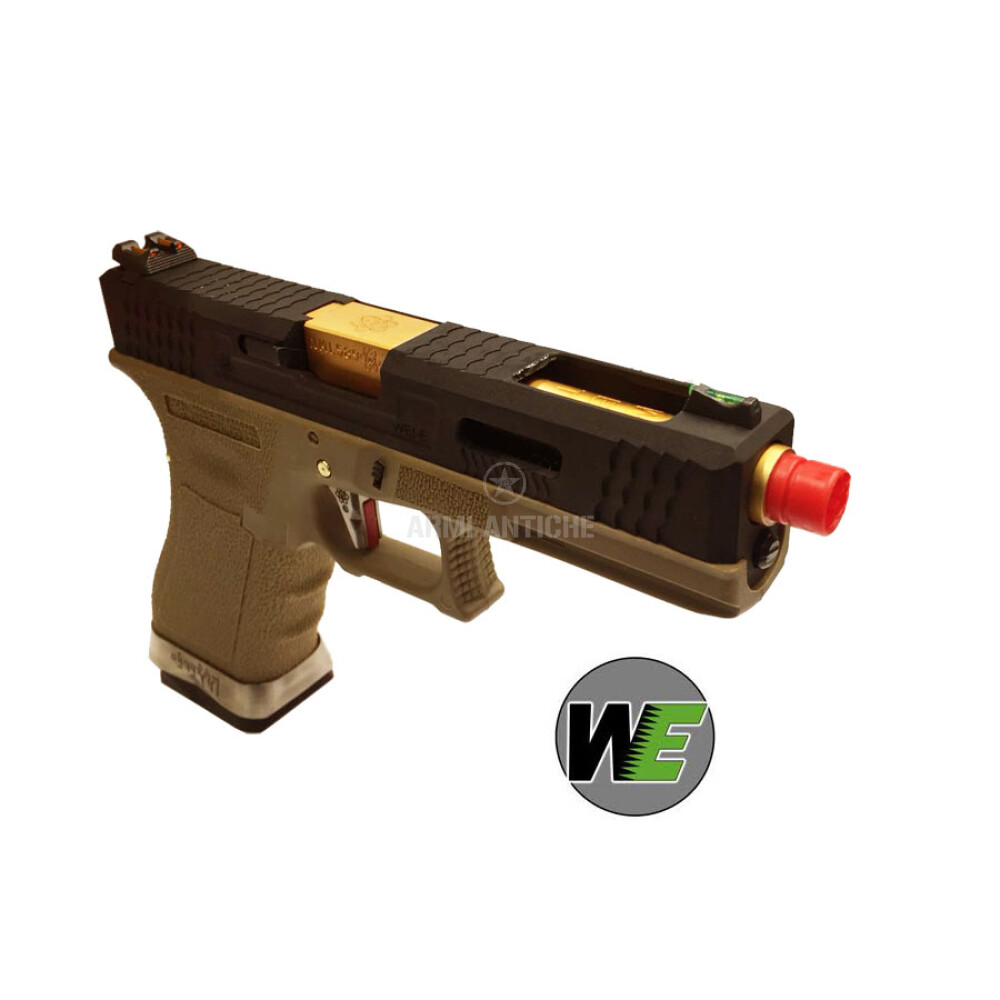 Pistola Softair a gas Glock G17 WET Blowback FORCE Tan/Gold Custom WE