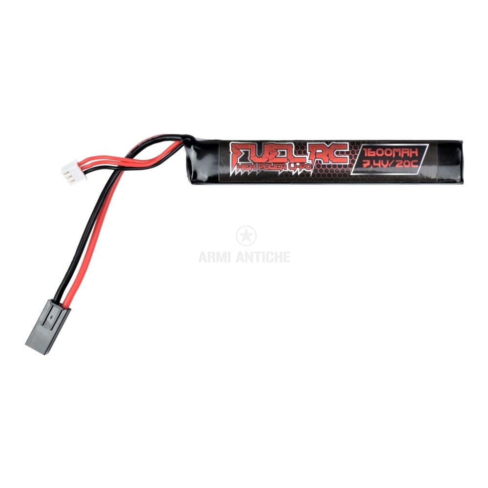 Batteria per softair Li-Po Stick 7.4v x1600mAh 20C Mini Tamiya Fuel