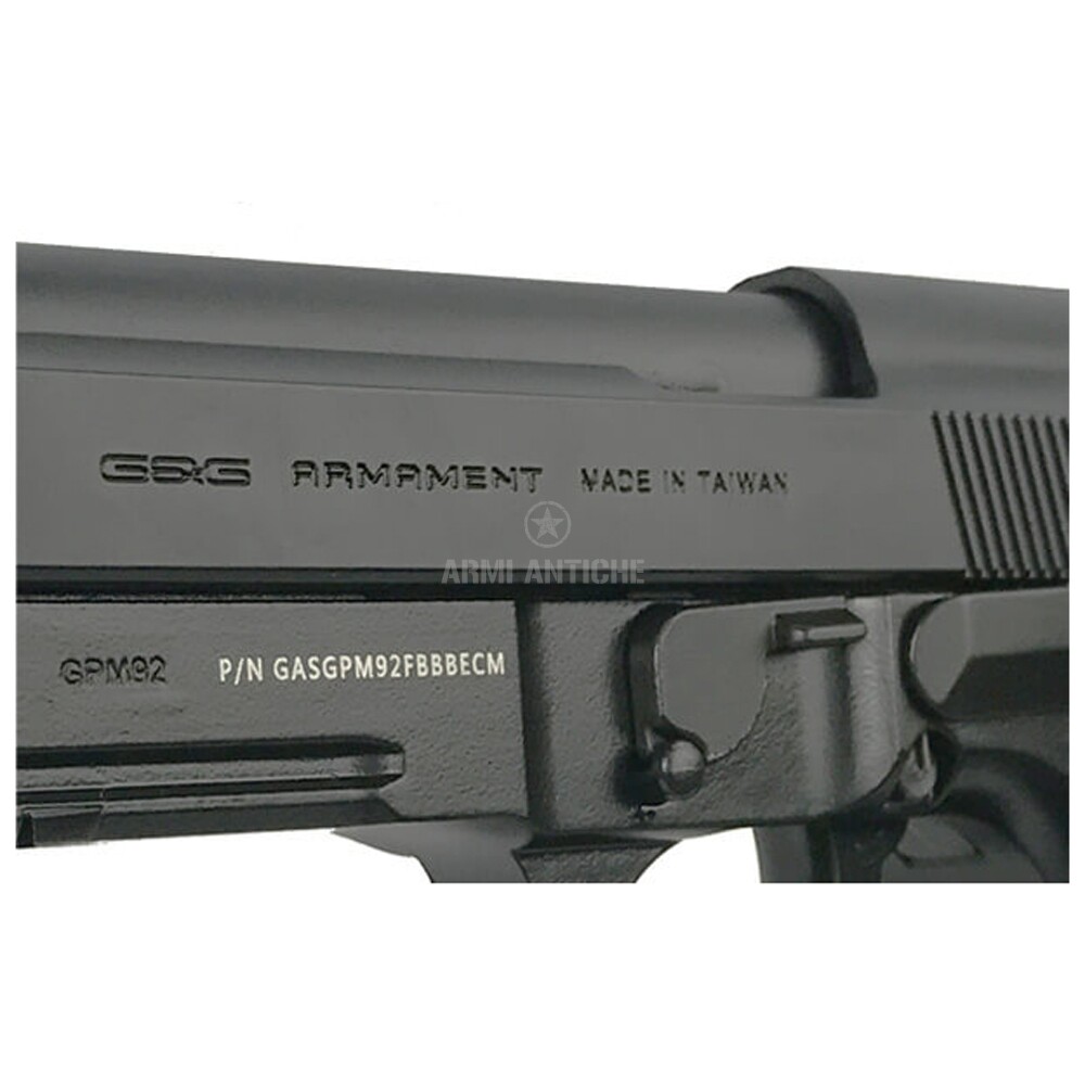 Pistola Softair a Gas GPM-92F GP2 Military NUOVA Versione - Nera - Scarrellante - Full-Metal - G&G (GG-M92-GP2) 
