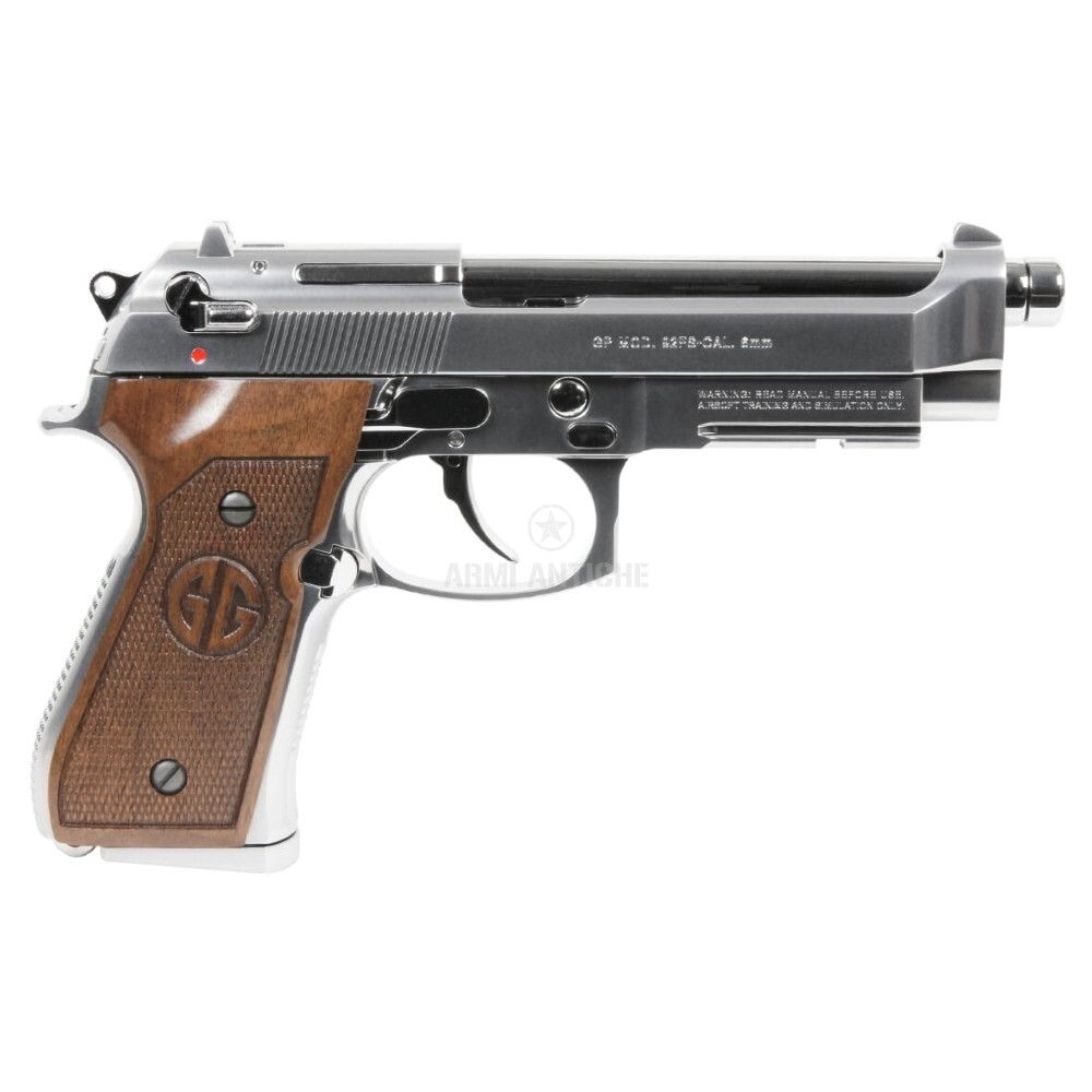Pistola softair a Gas GPM92 Edizione Limitata Silver - Guance in Legno - G&G