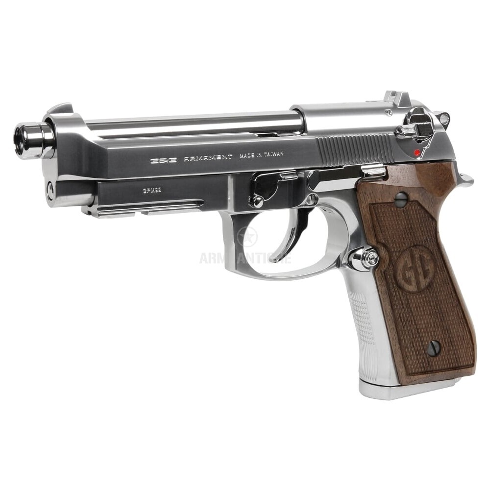 Pistola softair a Gas GPM92 Edizione Limitata Silver - Guance in Legno - G&G