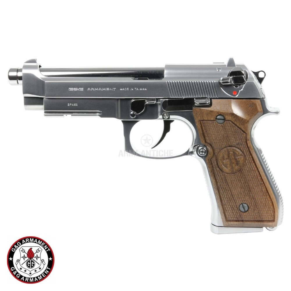 Pistola softair a Gas GPM92 Edizione Limitata Silver - Guance in Legno - G&G
