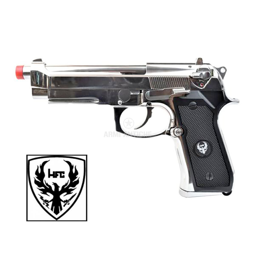 Pistola softair scarrellante a gas Beretta 92 full-metal colore silver marca HFC 