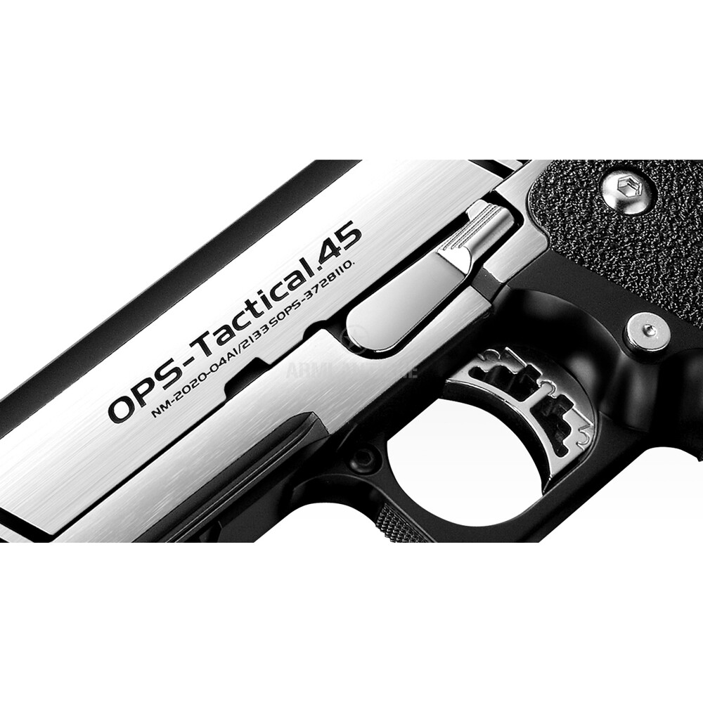 Pistola softair a Gas Hi-Capa OPS-Tactical.45 GBB colore Silver/Nero - Tokyo Marui 