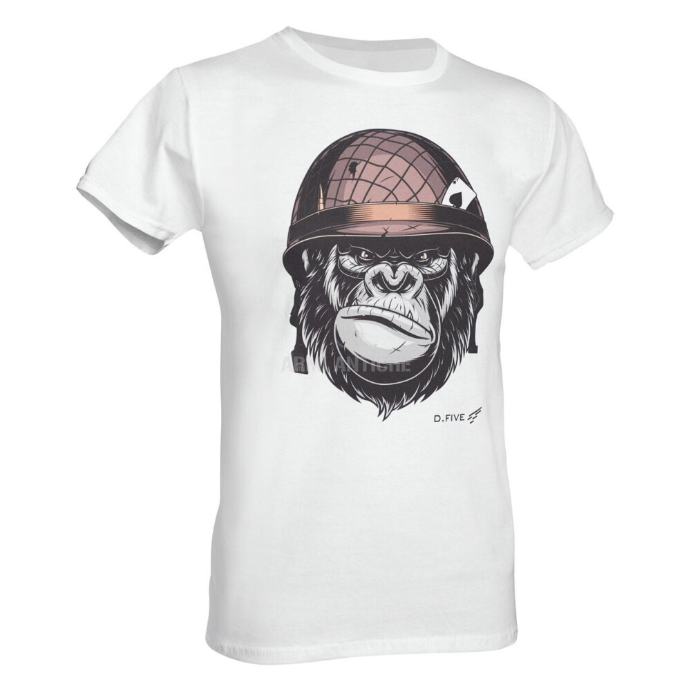 T shirt colore bianco con stampa scimmia con elmetto D.Five DF5 F61430 8 WH DF5 F61430 8 WH D.Five Abbigliamento softair T shirt e magliette Armi Antiche San Marino Shop online