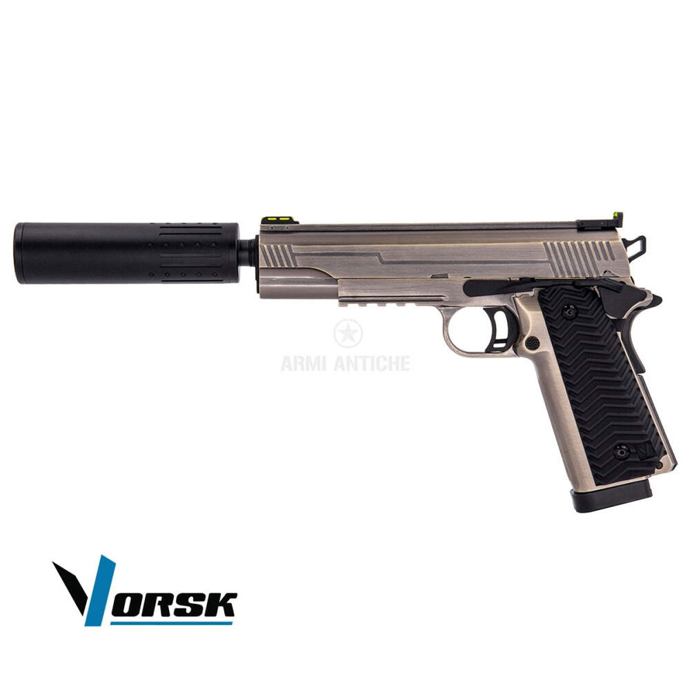 Pistola a Gas 1911 VX-14  - Alluminio spazzolato - Vorsk (VGP-02-81)