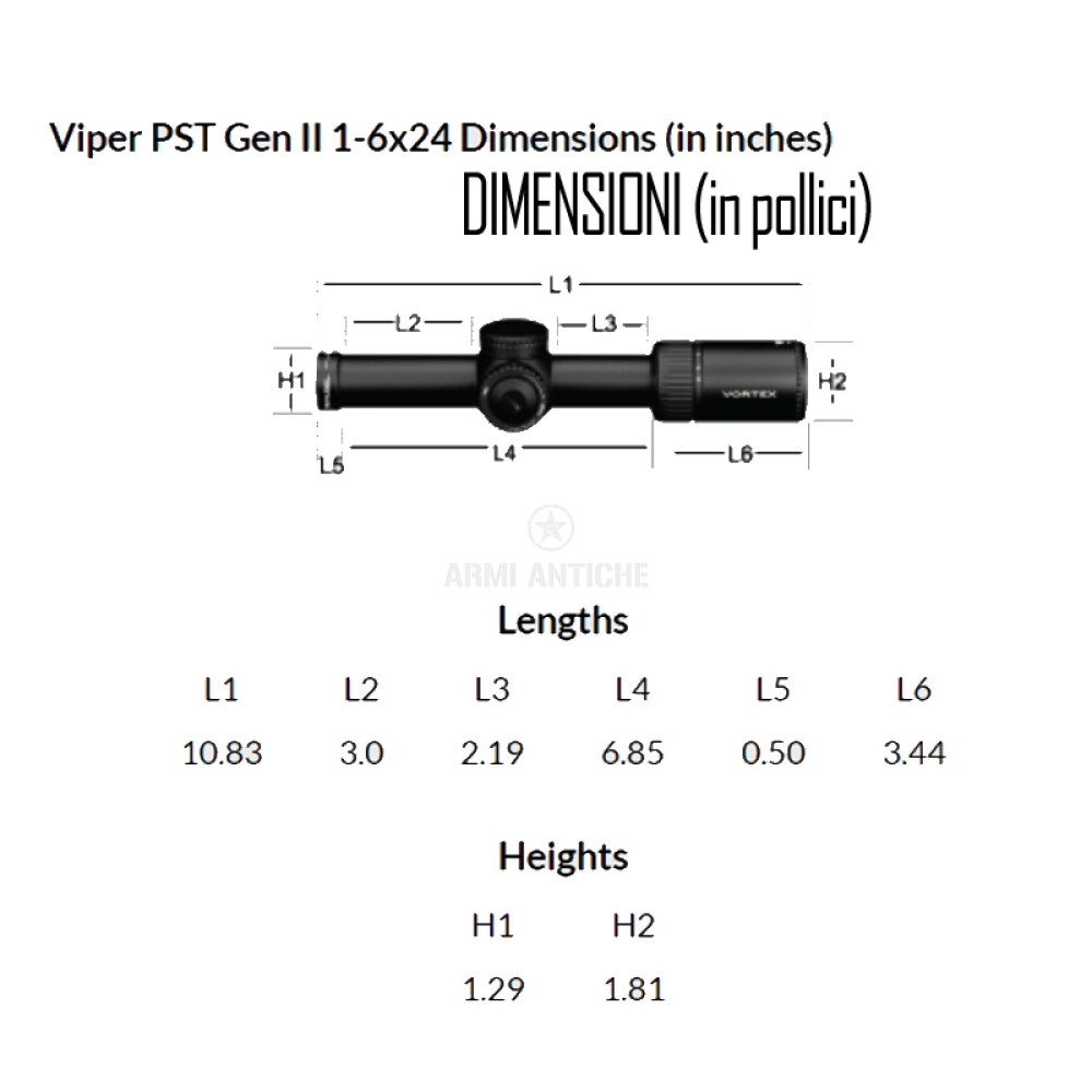 Ottica VIPER® PST™ Gen.II 1-6x24 FFP - VMR-2 (MRAD) - Tubo 30 mm - Vortex (VX-PST-1607)
