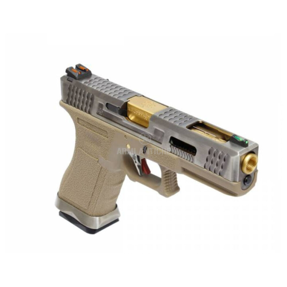 Pistola Softair Glock G18 WET green gas Blowback FORCE Custom Silver/Gold WE