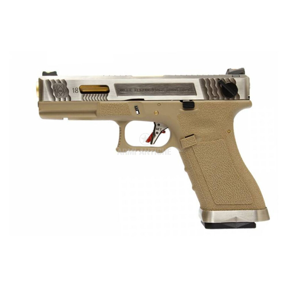 Pistola Softair Glock G18 WET green gas Blowback FORCE Custom Silver/Gold WE