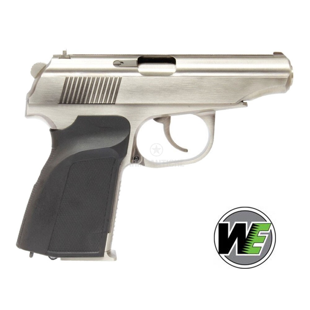 Pistola softair Makarov a Green gas con silenziatore, colore silver - WE