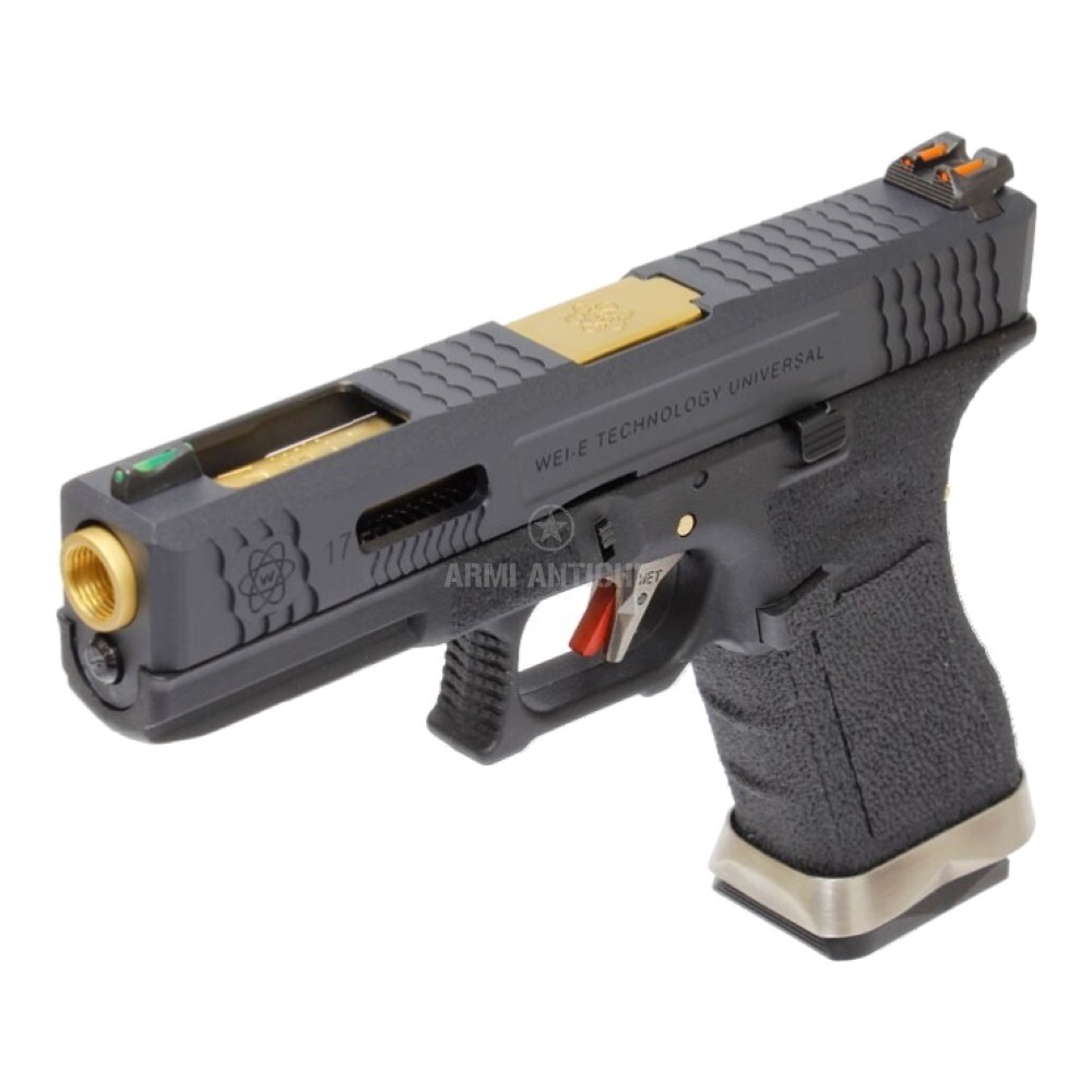 Pistola Softair a gas Glock G17 WET Blowback FORCE Black/Gold Custom WE